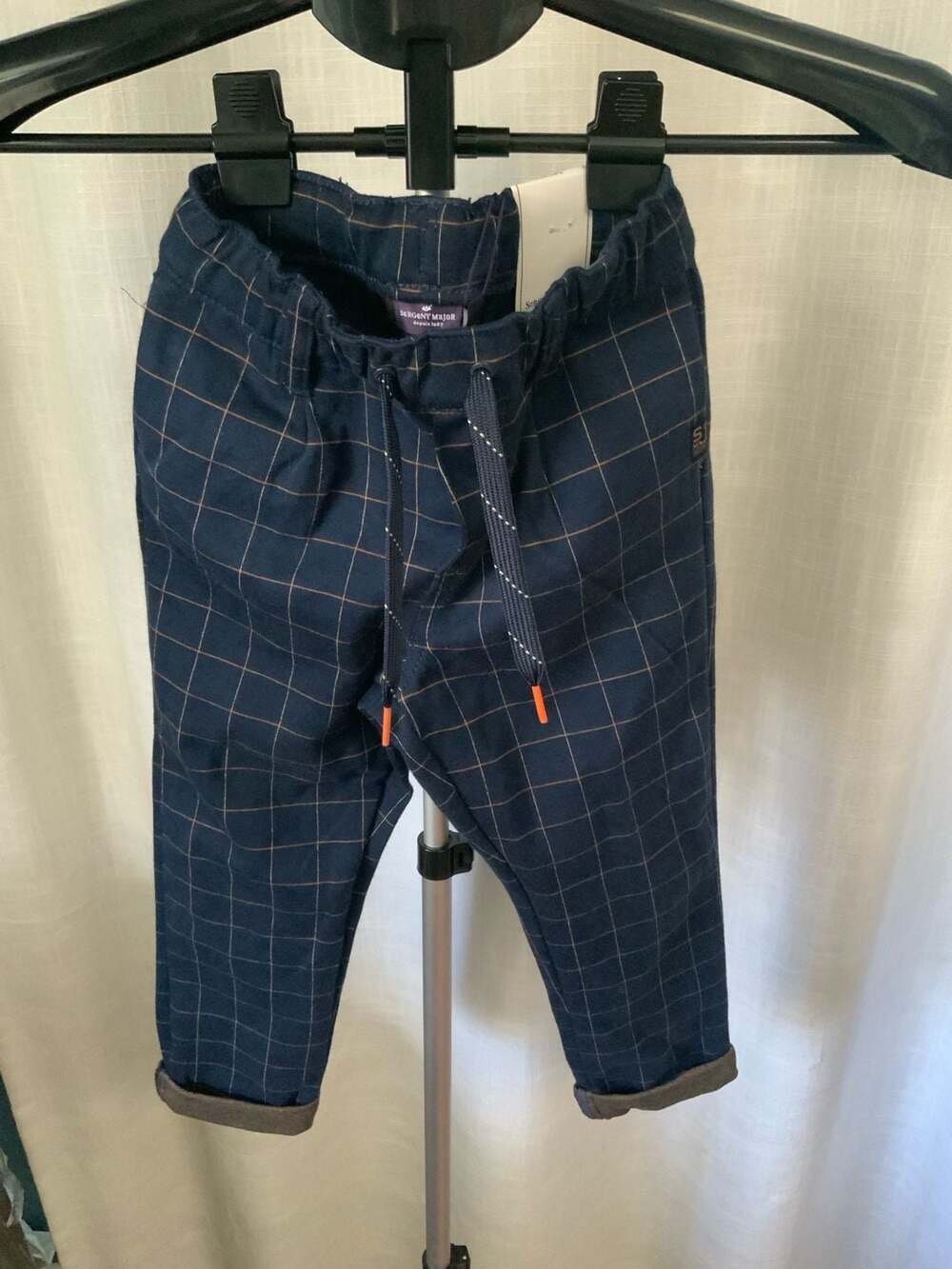 Sergent Major Pants Boys Size 5ans 110cm Blue Plaid